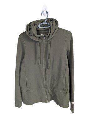 Pact Organic Lightweight Olive Green Zip Hoodie Size Large